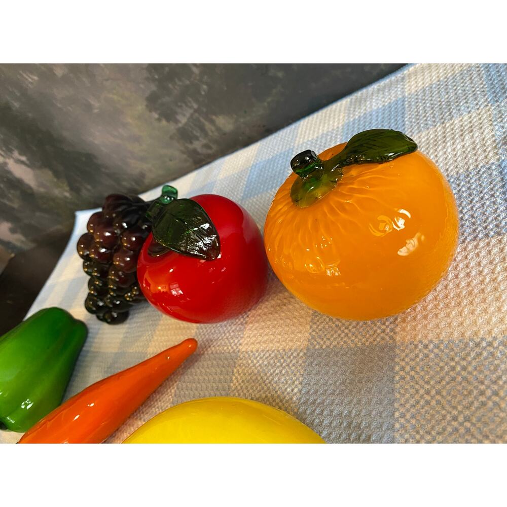 Vintage Hand-Blown Glass Fruit & Vegetable Set 6 Pieces - Murano Style Art Glass - Picture 6 of 9